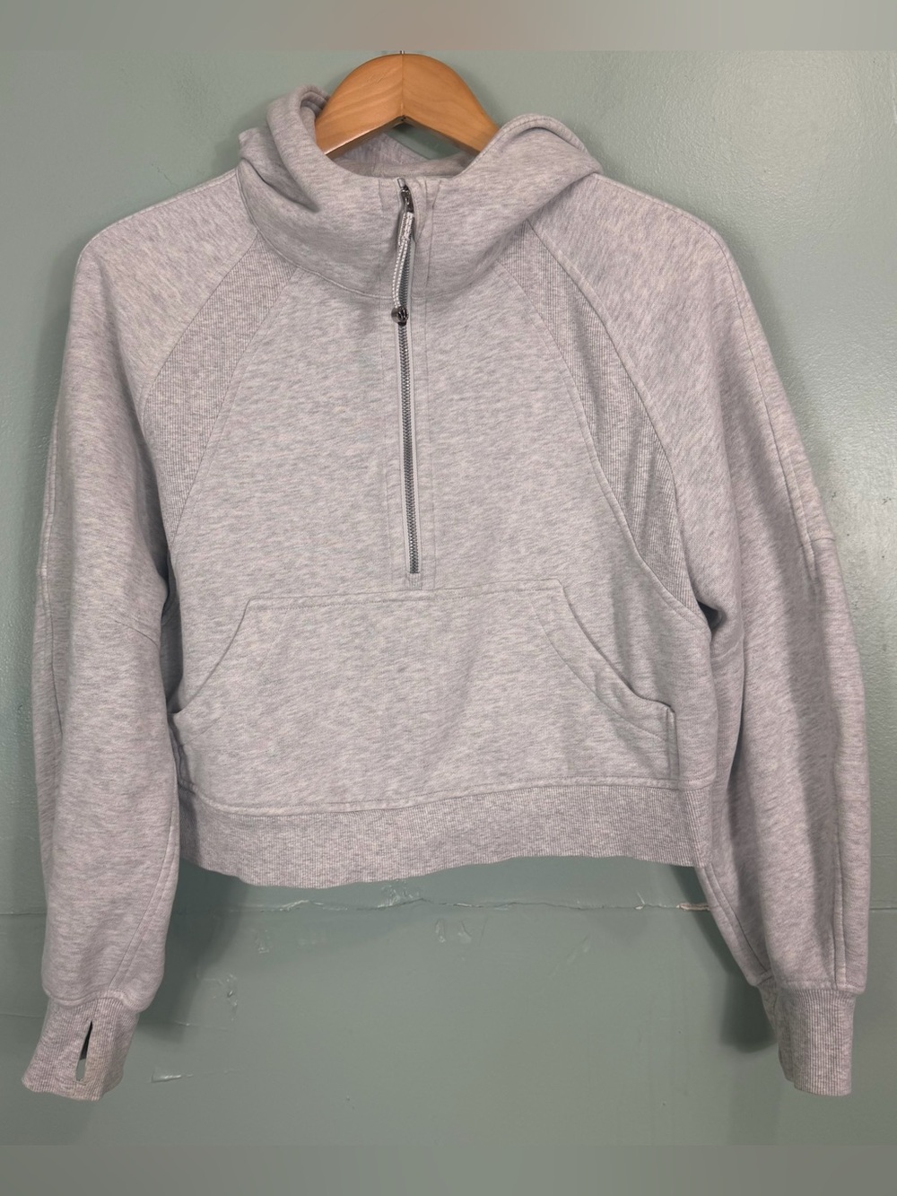Lululemon Oversized Scuba Pullover Half Zip Hoodie Gray Wonen XS Small Cropped